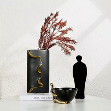 Load image into Gallery viewer, Luxury Black & Gold Ceramic Figurine Bowl – Modern Decorative Storage Tray