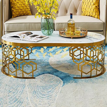 Load image into Gallery viewer, Steel framed oval marble top coffee table