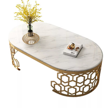 Load image into Gallery viewer, Steel framed oval marble top coffee table