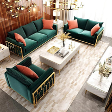 Load image into Gallery viewer, Exclusive modern Green color golden steel couch velvet