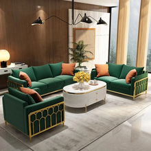Load image into Gallery viewer, Exclusive modern Green color golden steel couch velvet