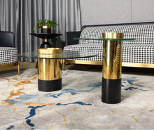 Load image into Gallery viewer, Stainless steel glass golden coffee table set