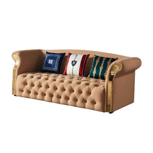 Load image into Gallery viewer, Designer peach 3 sofa set button tufted sofa