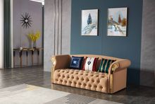 Load image into Gallery viewer, Designer peach 3 sofa set button tufted sofa