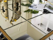 Load image into Gallery viewer, Golden mdf wooden / mirrored furniture