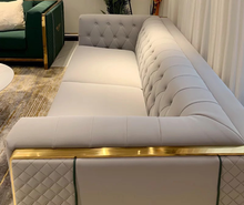 Load image into Gallery viewer, 3-Seater Luxury Faux Leather Sofa With Stainless Steel Frame