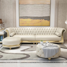 Load image into Gallery viewer, Modern L-Shape White Sectional Sofa Loveseat With Chaise