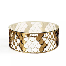 Load image into Gallery viewer, Round Hollowed stainless Glasstop coffe table