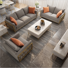 Load image into Gallery viewer, Exclusive modern golden steel couch velvet