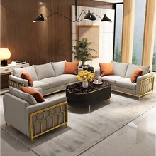 Load image into Gallery viewer, Exclusive modern golden steel couch velvet