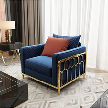 Load image into Gallery viewer, Exclusive modern golden steel couch velvet