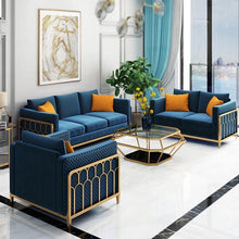 Load image into Gallery viewer, Exclusive modern golden steel couch velvet
