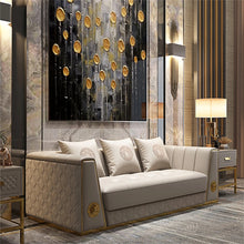 Load image into Gallery viewer, Modern faux leather with gold steel base