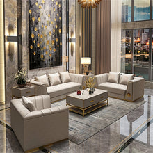 Load image into Gallery viewer, Modern faux leather with gold steel base