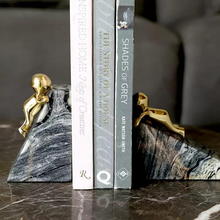Load image into Gallery viewer, Set of two agate marble base bookends