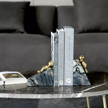 Load image into Gallery viewer, Set of two agate marble base bookends