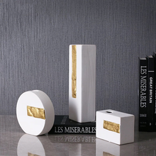 Load image into Gallery viewer, Modern ceramic gold plated vase