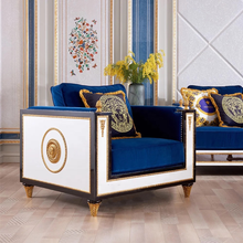 Load image into Gallery viewer, Classic Royal Blue Velvet Upholstered Sofa