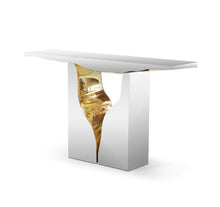 Load image into Gallery viewer, Modern crack effect designer stainless metal console table