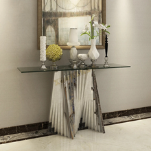 Load image into Gallery viewer, Exclusive rectangular glass top Designer Contemporary Console Table