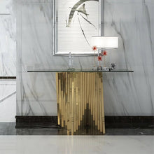 Load image into Gallery viewer, Exclusive rectangular glass top Designer Contemporary Console Table