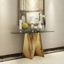 Load image into Gallery viewer, Exclusive rectangular glass top Designer Contemporary Console Table