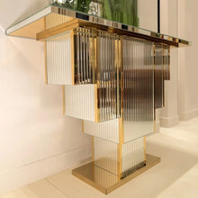 Load image into Gallery viewer, Modern Designer Gold Mirrored Console Table