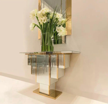 Load image into Gallery viewer, Modern Designer Gold Mirrored Console Table