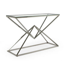 Load image into Gallery viewer, Contemporary Silver Glass Console Table