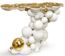 Load image into Gallery viewer, High end handcrafted Spherical designer white/Gold lacquer console table