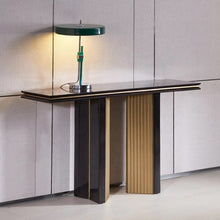 Load image into Gallery viewer, Luxury black/gold contemporary marble console table