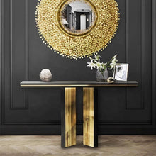 Load image into Gallery viewer, Luxury black/gold contemporary marble console table