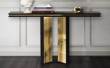 Load image into Gallery viewer, Luxury black/gold contemporary marble console table