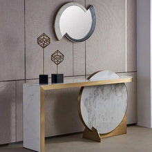 Load image into Gallery viewer, Exclusive Designer Art Deco Inspired marble brass Console Table