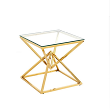 Load image into Gallery viewer, Contemporary Gold Glass EndTable