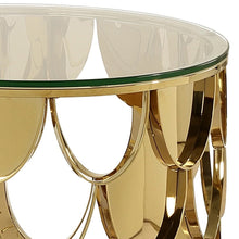 Load image into Gallery viewer, Round Hollowed stainless Glasstop end table