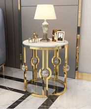 Load image into Gallery viewer, Steel Framed Oval Marble Top Coffee Table