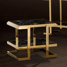 Load image into Gallery viewer, Contemporary Gold Marble Console Table