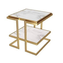 Load image into Gallery viewer, Contemporary Gold Marble Console Table