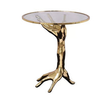 Load image into Gallery viewer, Contemporary Gold Hand abstract Side Table