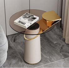 Load image into Gallery viewer, Contemporary Leather/Glass Top End Table