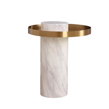Load image into Gallery viewer, Stainless Steel Glass Marble Base End Table
