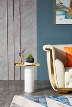 Load image into Gallery viewer, Stainless Steel Glass Marble Base End Table