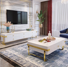 Load image into Gallery viewer, Luxury high end glistening gold/white coffee table