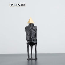 Load image into Gallery viewer, Luxury Black &amp; Gold Geometric Couple Sculpture – Modern Abstract Figurine Set
