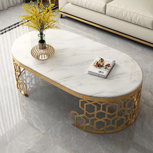 Load image into Gallery viewer, Steel framed oval marble top coffee table
