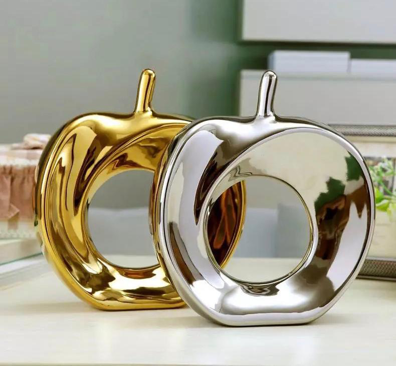 Designer set of 2 gold/silver apple