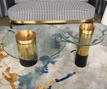 Load image into Gallery viewer, Stainless steel glass golden coffee table set
