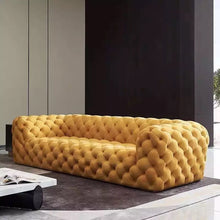 Load image into Gallery viewer, Luxury Italian yellow tufted design sofa
