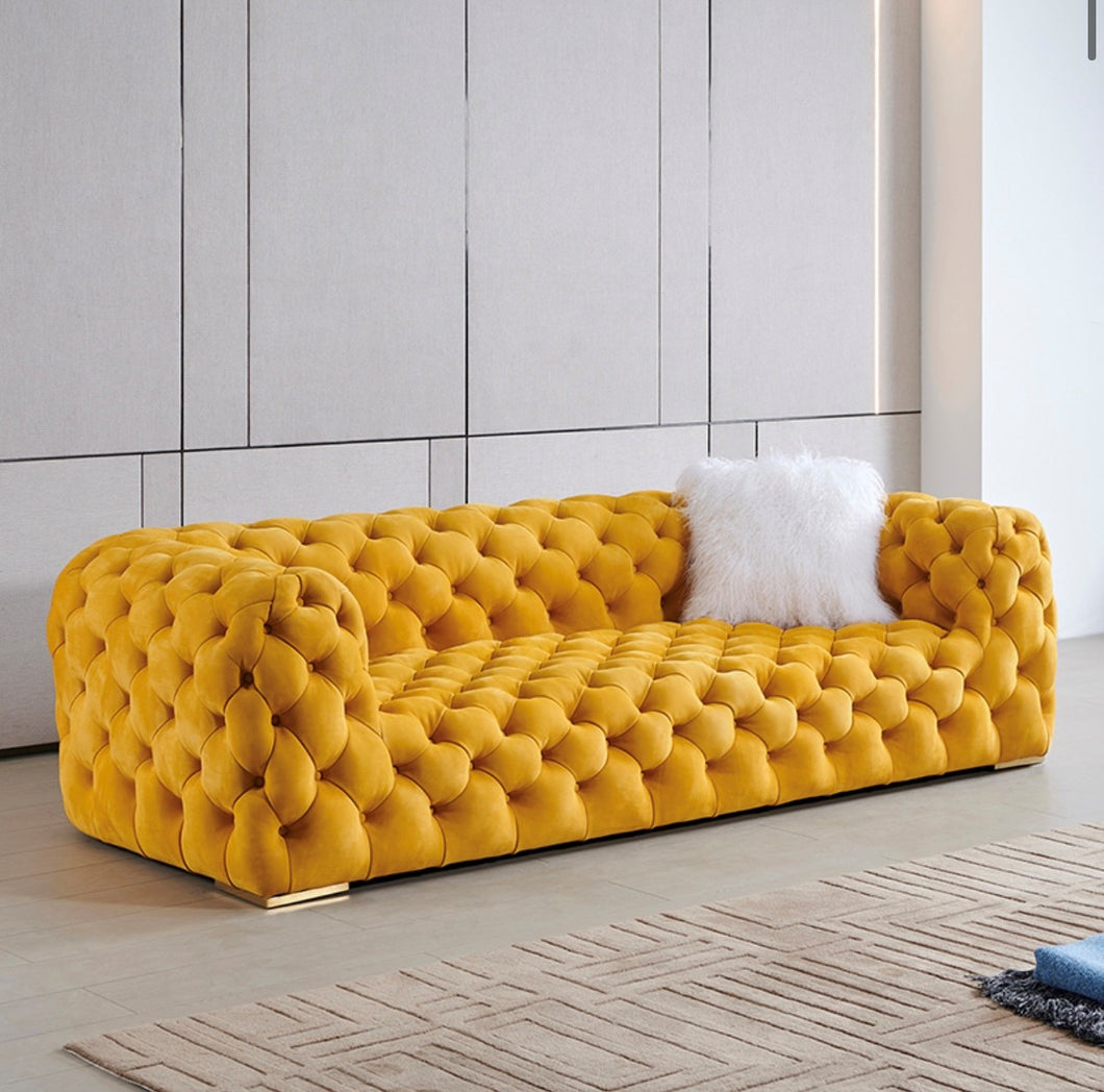 Luxury Italian yellow tufted design sofa